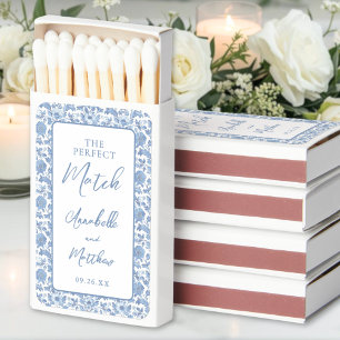 Blue Chinoiserie Wedding Favor Matchboxes