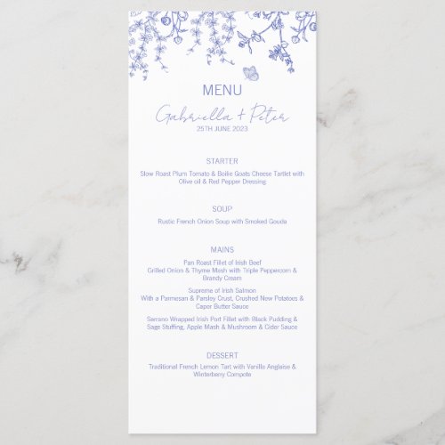 Blue Chinoiserie Wedding Menu