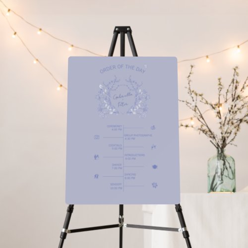 Blue Chinoiserie Wedding Order of Events Sign