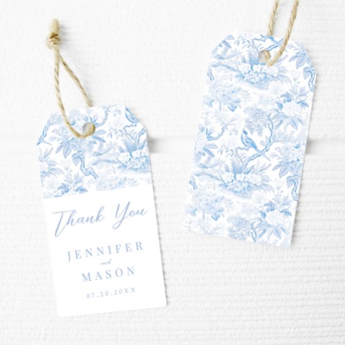 Blue chinoiserie wedding thank you gift favor tags