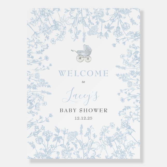 Blue Chinoiserie Welcome Sign, FOam Board, Foam Board (Front)