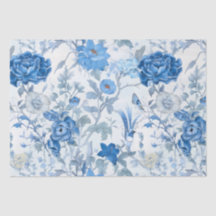 Blue Chinoiserie Wild Flower Tissue Paper