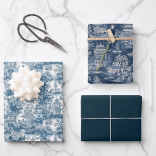 Blue Chinoiserie Wrapping Paper Sheets