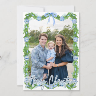 Blue Chinoserie Ornament Light Blue Frame Card
