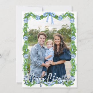 Blue Chinoserie Ornament Navy Frame Card