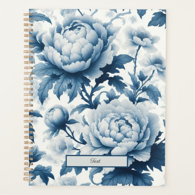 Blue Chinoserie Wild Flowers Planner (Front)