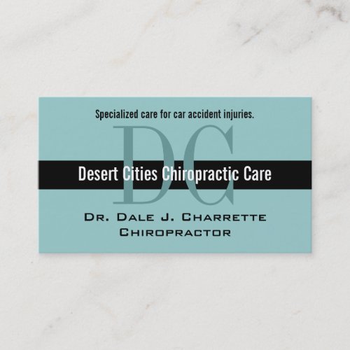 Blue Chiropractor Business Cards with Monograms