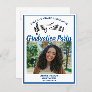 Blue Choir Photo High School Graduation Party Invitation Postcard