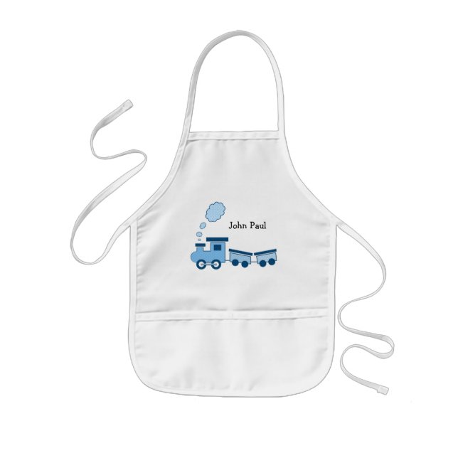 Blue Choo Choo Train Kids' Apron (Front)