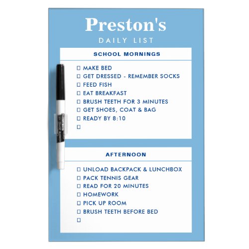 Blue Chore Chart Morning Afternoon To Do List Dry Erase Board