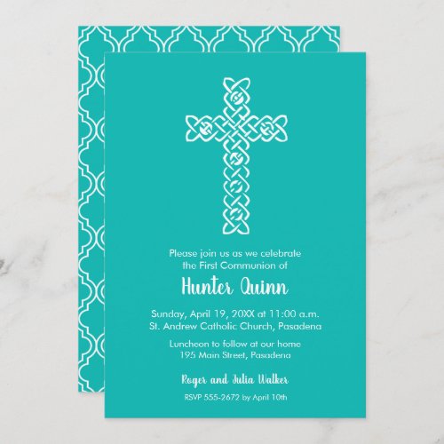 Blue Christening Baptism Religious Invitation