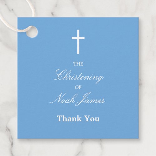 Blue Christening Thank You Favor Tags