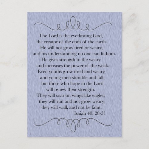 Blue Christian Bible Verse Postcard