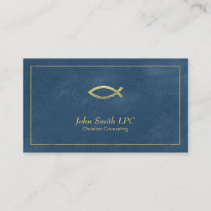 Blue Christian Counselor Ichthus Appointment Card