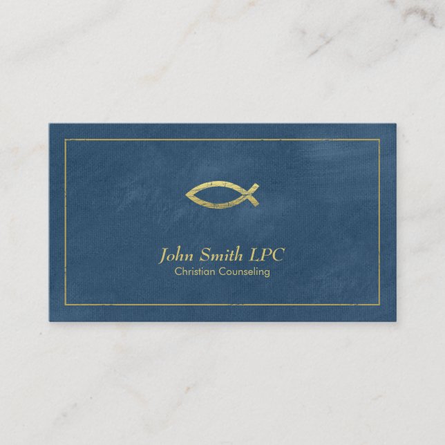 Blue Christian Counselor Ichthus Appointment Card (Front)