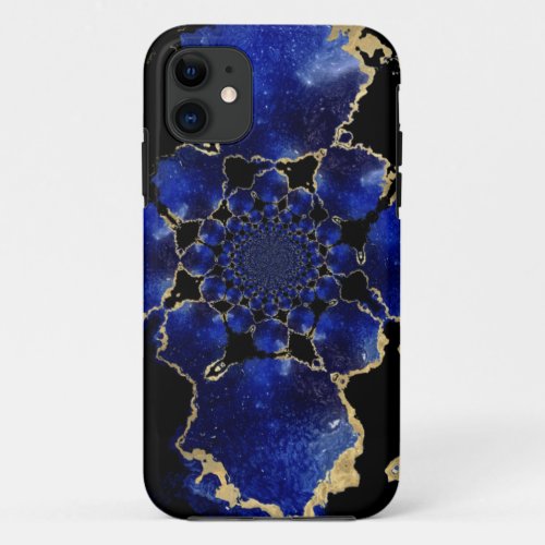 Blue Christian Cross Agate Slices iPhone 11 Case