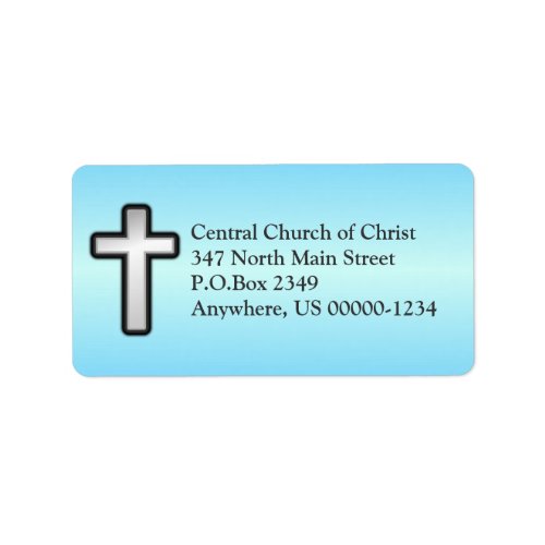 Blue Christian Cross Custom Address Label