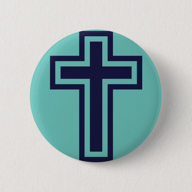 Blue Christian cross different variants Button (Front)