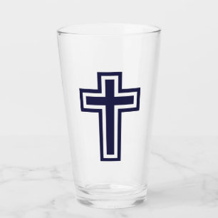 Blue Christian cross different variants Glass