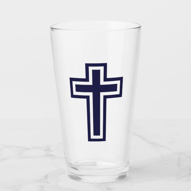 Blue Christian cross different variants Glass (Front)