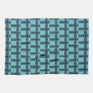 Blue Christian cross different variants Kitchen Towel