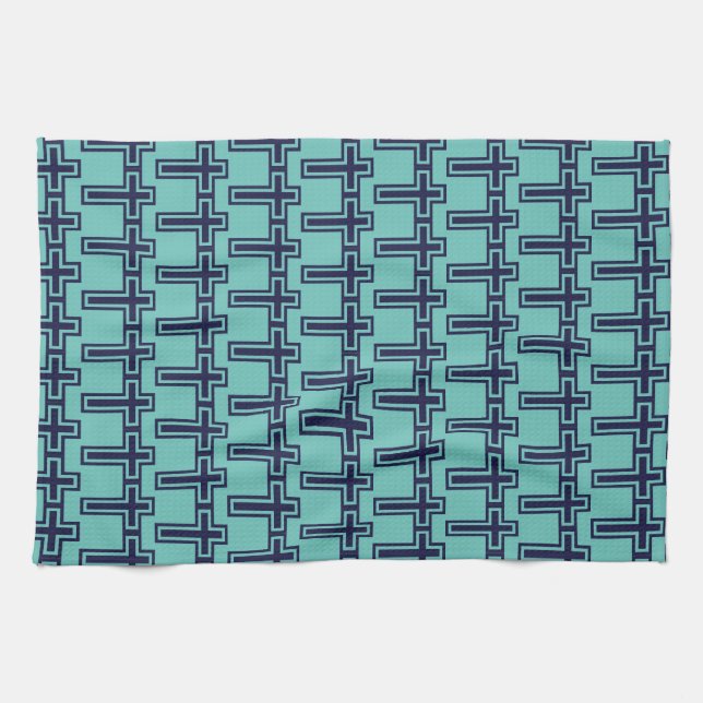 Blue Christian cross different variants Kitchen Towel (Horizontal)