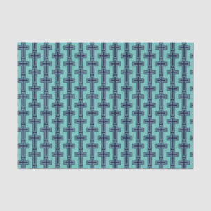 Blue Christian cross different variants Tissue Paper