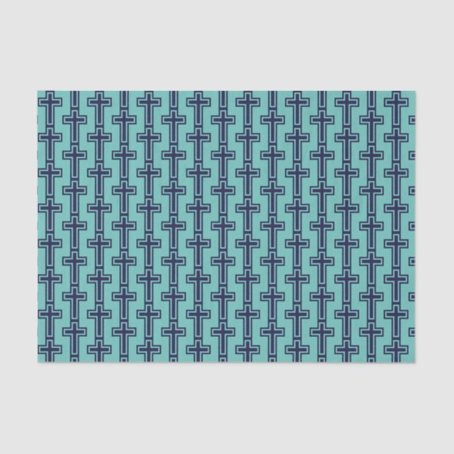 Blue Christian cross different variants Tissue Paper (Front)