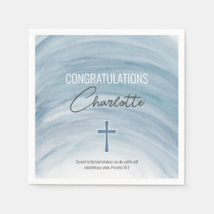 Blue Christian Cross Graduation Napkins