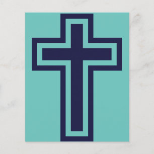 Blue Christian Cross Minimalist Faith Art