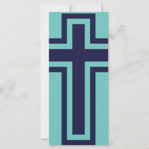 Blue Christian Cross Minimalist Faith Art
