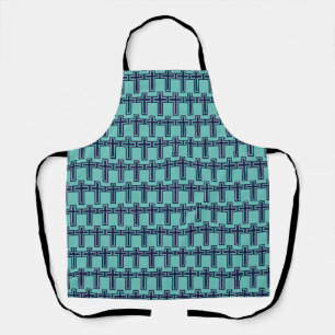Blue Christian Cross Minimalist Faith Art Apron
