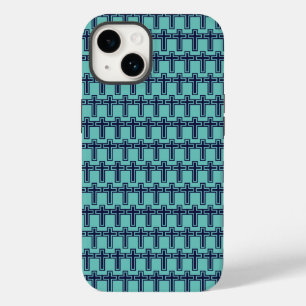 Blue Christian Cross Minimalist Faith Art Case-Mate iPhone 14 Case