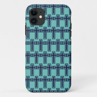 Blue Christian Cross Minimalist Faith Art
