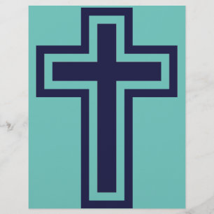Blue Christian Cross Minimalist Faith Art Flyer