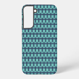 Blue Christian Cross Minimalist Faith Art Samsung Galaxy S22+ Case