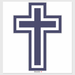 Blue Christian Cross Minimalist Faith Art Sticker
