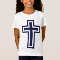 Blue Christian Cross Minimalist Faith Art
