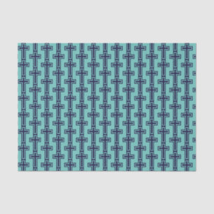 Blue Christian Cross Minimalist Faith Art Tissue Paper