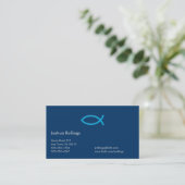 Blue Christian Fish Business Card (Standing Front)