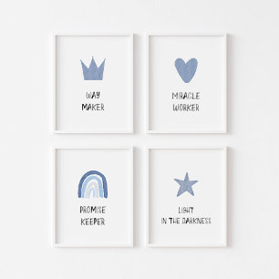 Blue Christian kids worship song set of 3 print