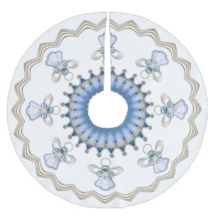 Blue Christmas Angel of Faith Circle Elegant Brushed Polyester Tree Skirt
