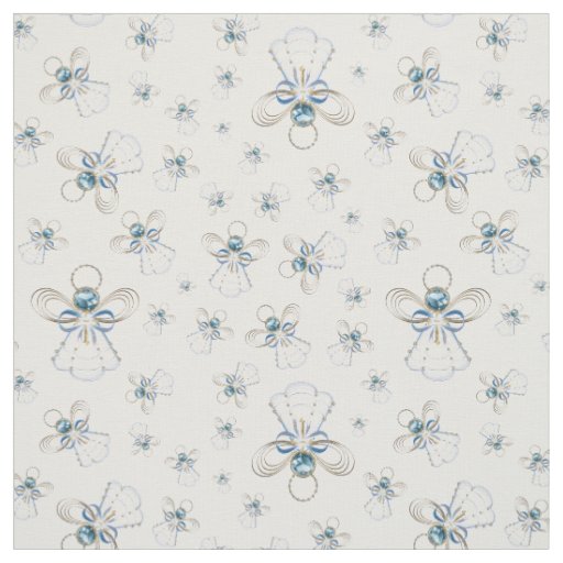 Blue Christmas Angel of Faith Seamless Pattern Fabric