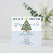 Blue Christmas Baby Shower Invitations (Standing Front)