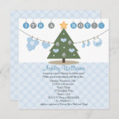 Blue Christmas Baby Shower Invitations (Front/Back)