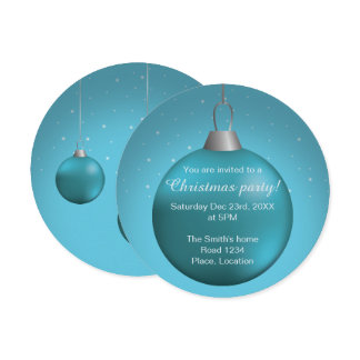Blue Christmas Ball Invitation