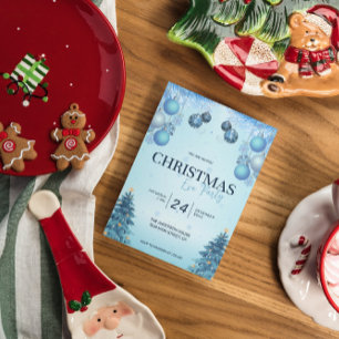 Blue Christmas Balls Christmas Invitation