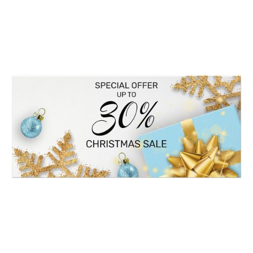 Blue Christmas Balls Gift Gold Snowflakes Discount Rack Card