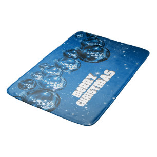 Blue Christmas Bathroom Mat