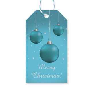 Blue Christmas Baubles Gift Tags